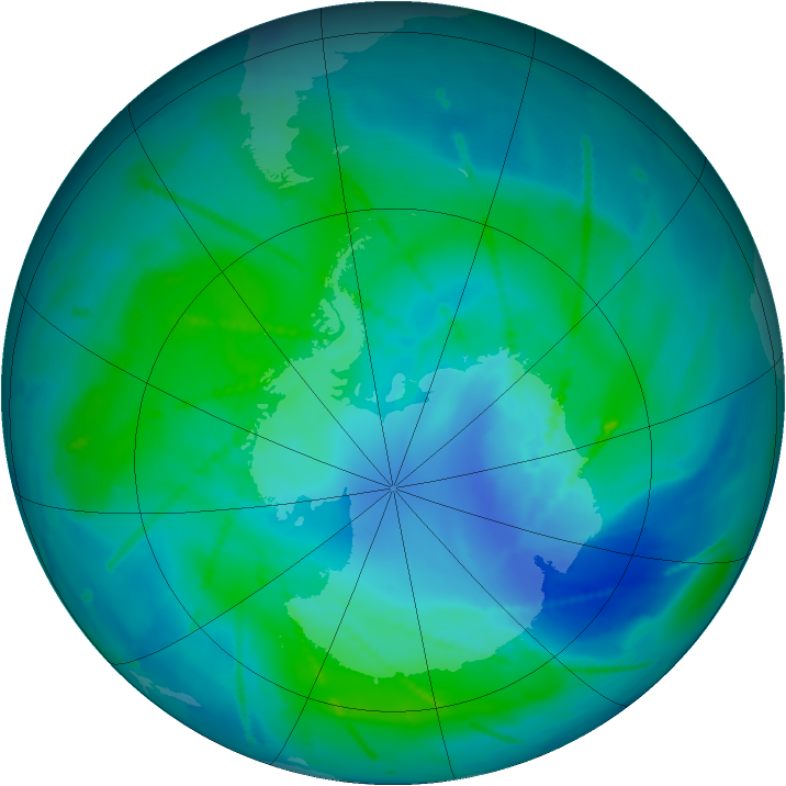 Antarctic ozone map for 17 February 2011